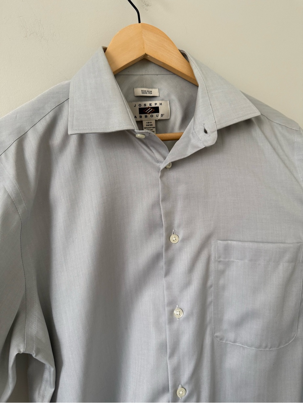 Joseph Abboud 100% Egyptian Cotton Light Gray Men's Dress Shirt - Picture 3 of 4